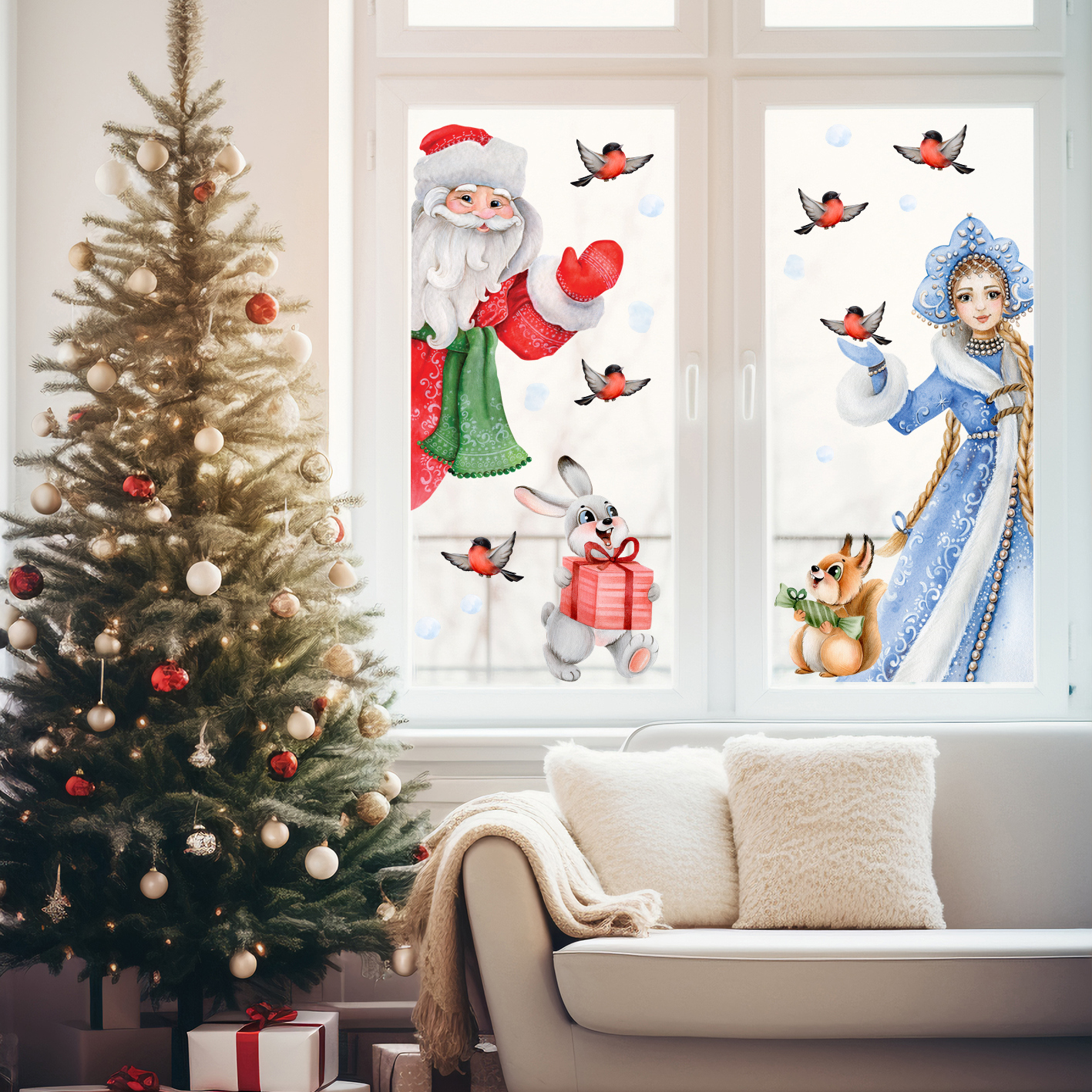 ded moroz i snegurochka nakleiki